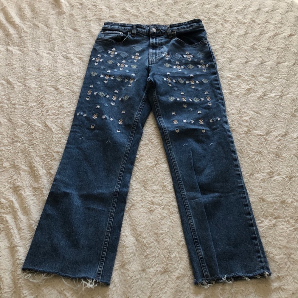 Lucky Brand Embroidered Crop Jeans